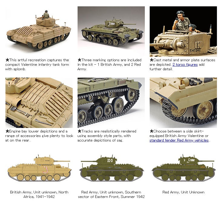 British Infantry Tank Mk.III Valentine Mk.II/IV Tamiya 1:35 plastic kit 35352