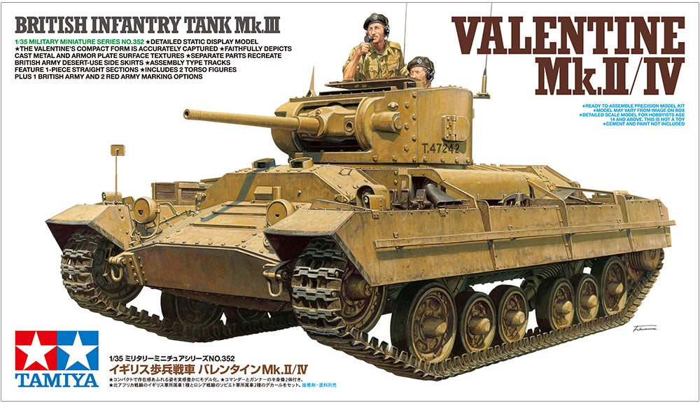 British Infantry Tank Mk.III Valentine Mk.II/IV Tamiya 1:35 plastic kit 35352