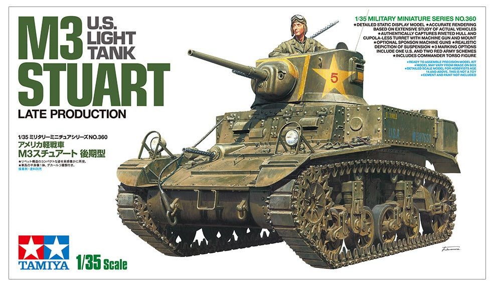 U.S. Light Tank M3 Stuart Late Production Tamiya 1/35 plastic kit 35360