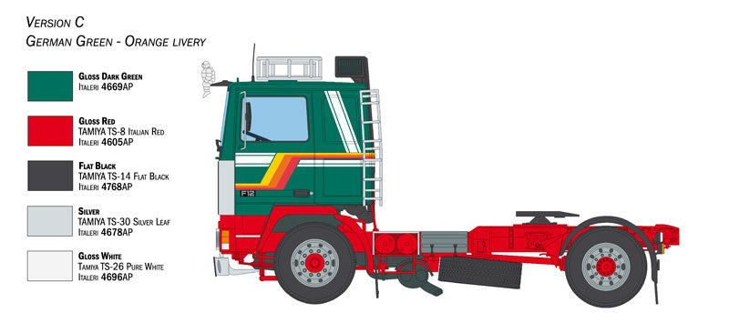 Volvo F12 Intercooler Low Roof with accessories ITALERI 1:24 plastic kit 3957