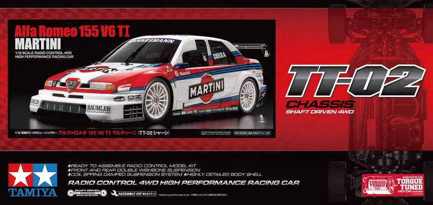 1/10 R/C Alfa Romeo 155 V6 TI Martini (TT-02) Tamiya assembly kit 58606-60A