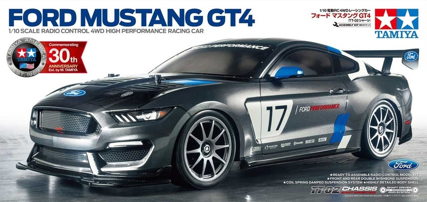 1/10 R/C Ford Mustang GT4 (TT-02) w/ ESC, Torque-tuned motor TAMIYA 58664