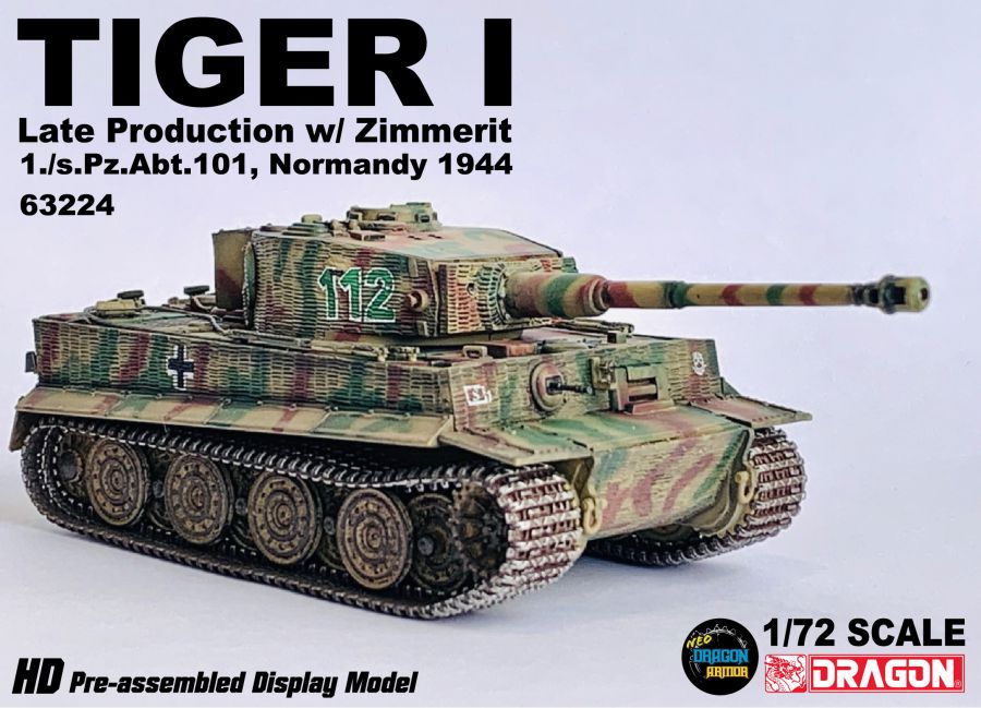 Tiger I Late Production w/Zimmerit 1./s.Pz.Abt. 101, Normandy 1944 DRAGON 1/72 63224