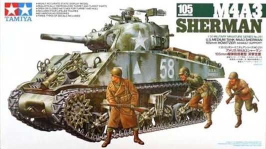 US Medium Tank M4A3 Sherman 105mm Howitzer Tamiya 1/35 plastic kit 35251