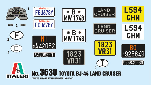 Toyota BJ44 Land Cruiser ITALERI 1:24 plastic kit 3630