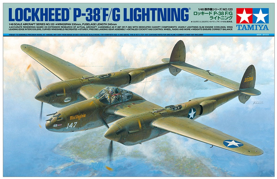Lockheed P-38F/G Lightning TAMIYA 1/48 plastic kit 61120