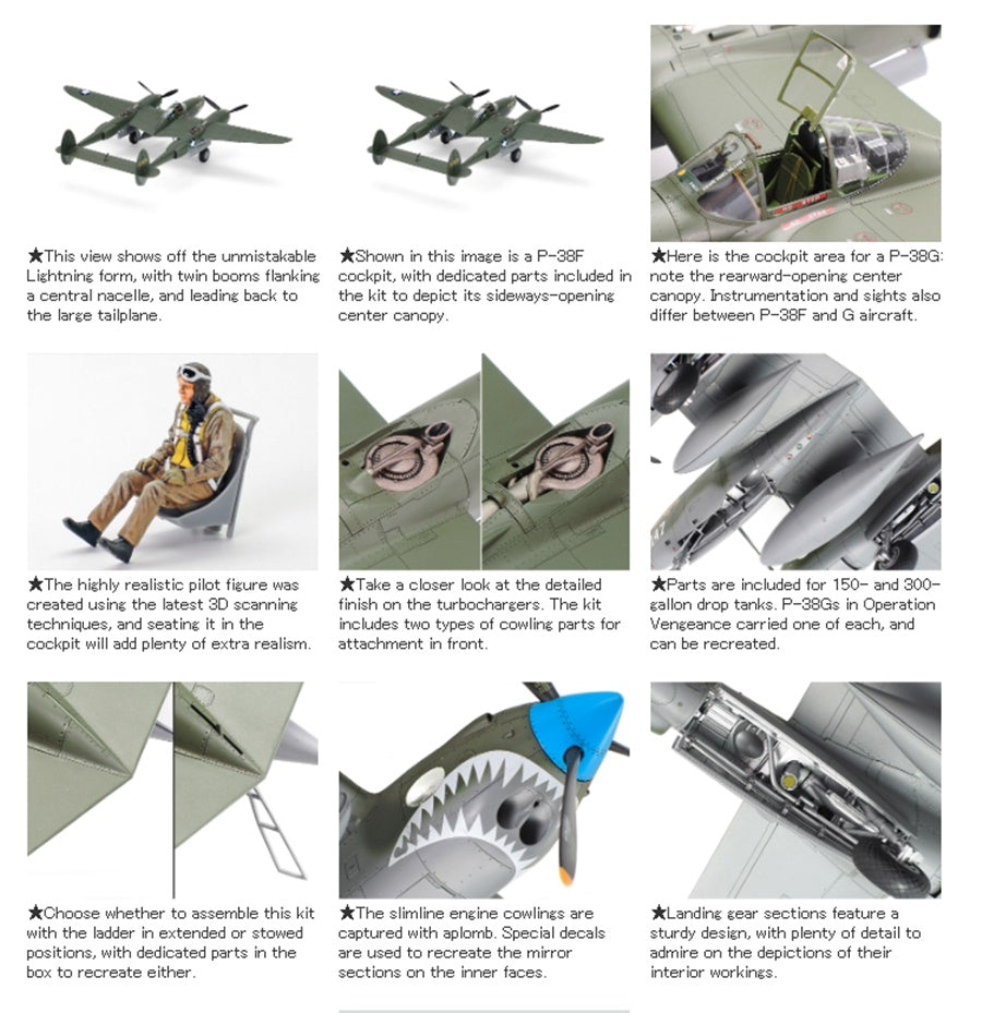 Lockheed P-38F/G Lightning TAMIYA 1/48 plastic kit 61120