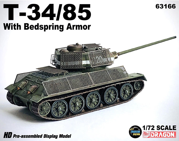 T-34/85 Tank w/Bedspring Armour, Eastern Front 1944 DRAGON 1/72 63166