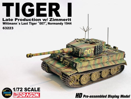 Tiger I Late Production w/Zimmerit Wittmann's Last Tiger "007", Normandy 1944 DRAGON 1/72 63223