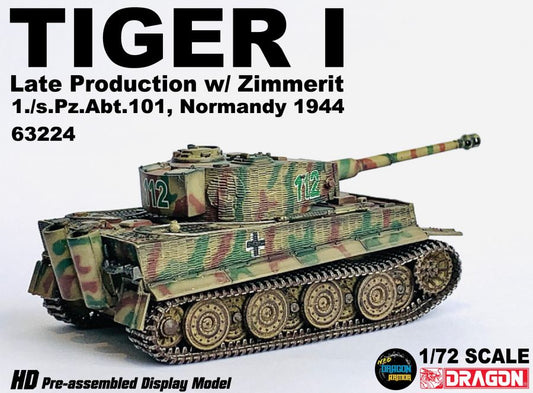 Tiger I Late Production w/Zimmerit 1./s.Pz.Abt. 101, Normandy 1944 DRAGON 1/72 63224