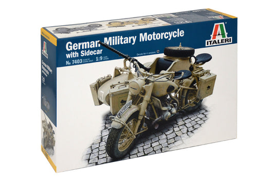 German Military Motorcycle with side car ITALERI 1:9 plastic kit 7403