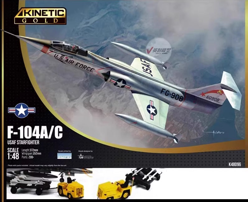 USAF Starfighter F-104A/C with tow tractor KINETIC 1/48 K48096 plastic kit